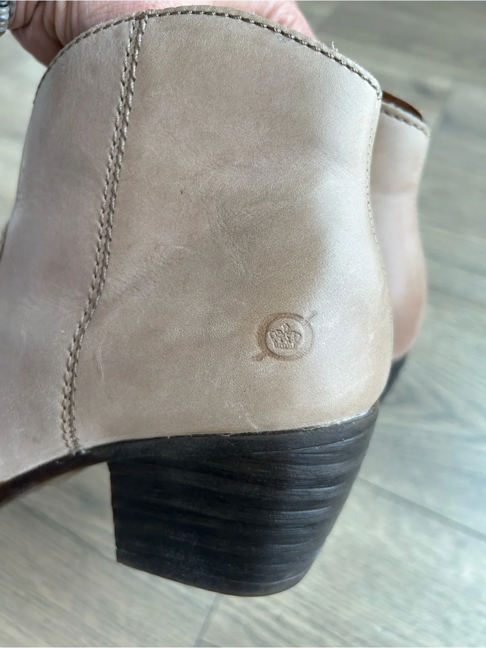 Born Western Style Ankle Booties in Light Beige